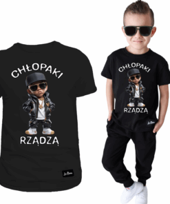 Koszulka Dziecięca T-shirt Czarny dla Chłopca Chłopaki Rządzą