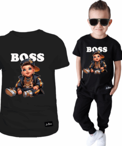 Koszulka Dziecięca T-shirt Czarny dla Chłopca Boss