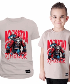 Koszulka Dziecięca T-shirt Beżowy dla Chłopca Rockstar
