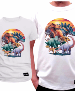 Koszulka Dziecięca T-shirt Biały dla Chłopca Dinozaury