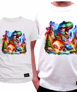 Koszulka Dziecięca T-shirt Biały dla Chłopca Dino Monster Truck