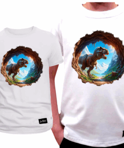Koszulka Dziecięca T-shirt Biały dla Chłopca Dino