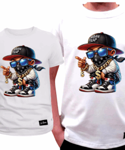 Koszulka Dziecięca T-shirt Biały dla Chłopca Gangster