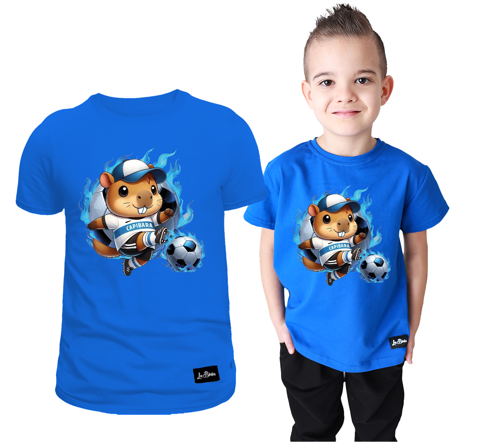 Koszulka Dziecięca T-shirt Habrowy dla Chłopca Kapibara Piłkarz